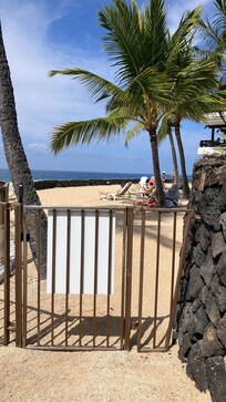 From pool looking into the sandy beach area