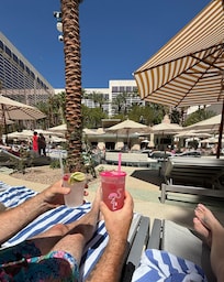 Pool side! Water on the left, $40 drink on the right