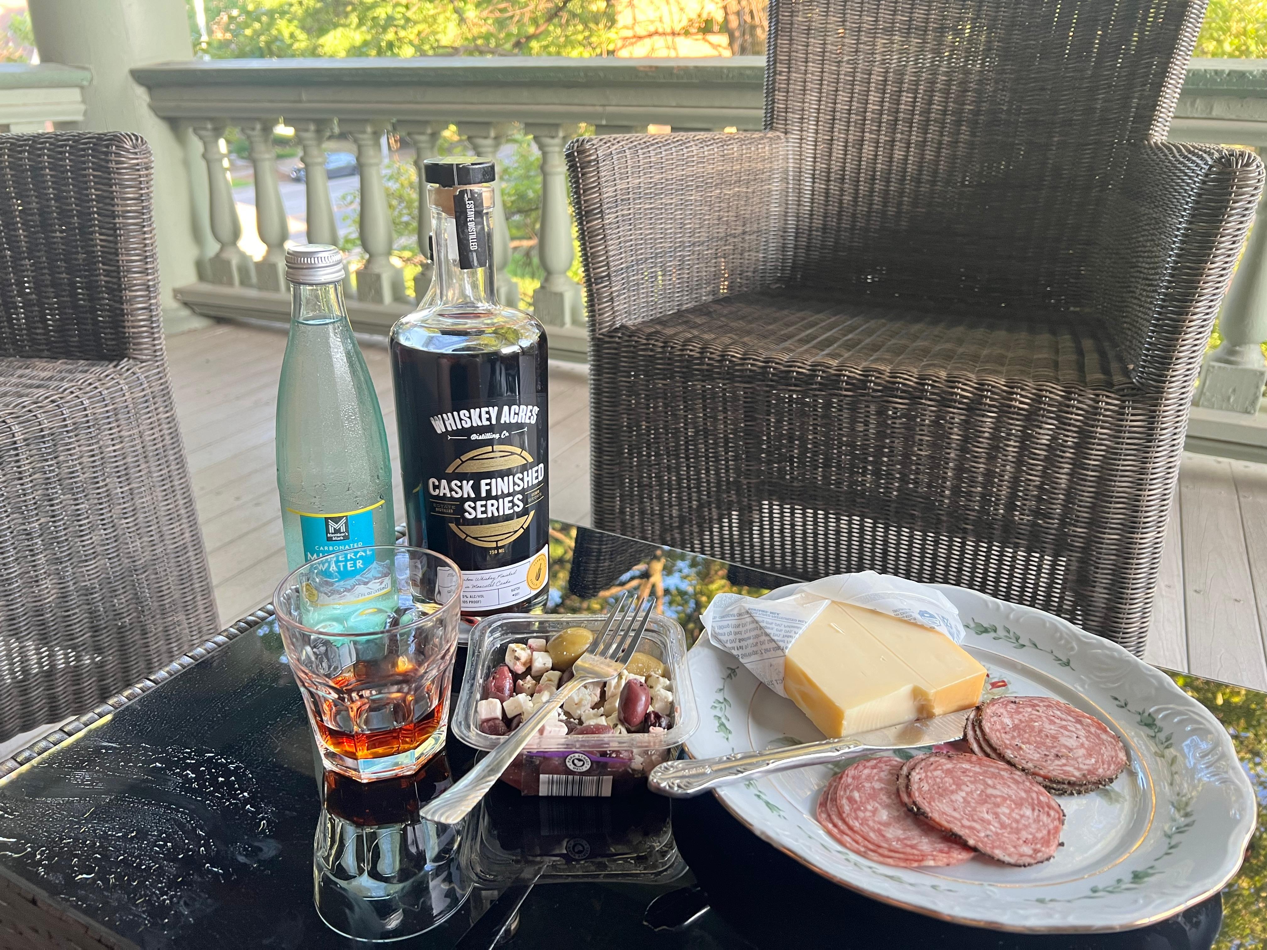 Charcuterie & people/squirrel watching on the veranda