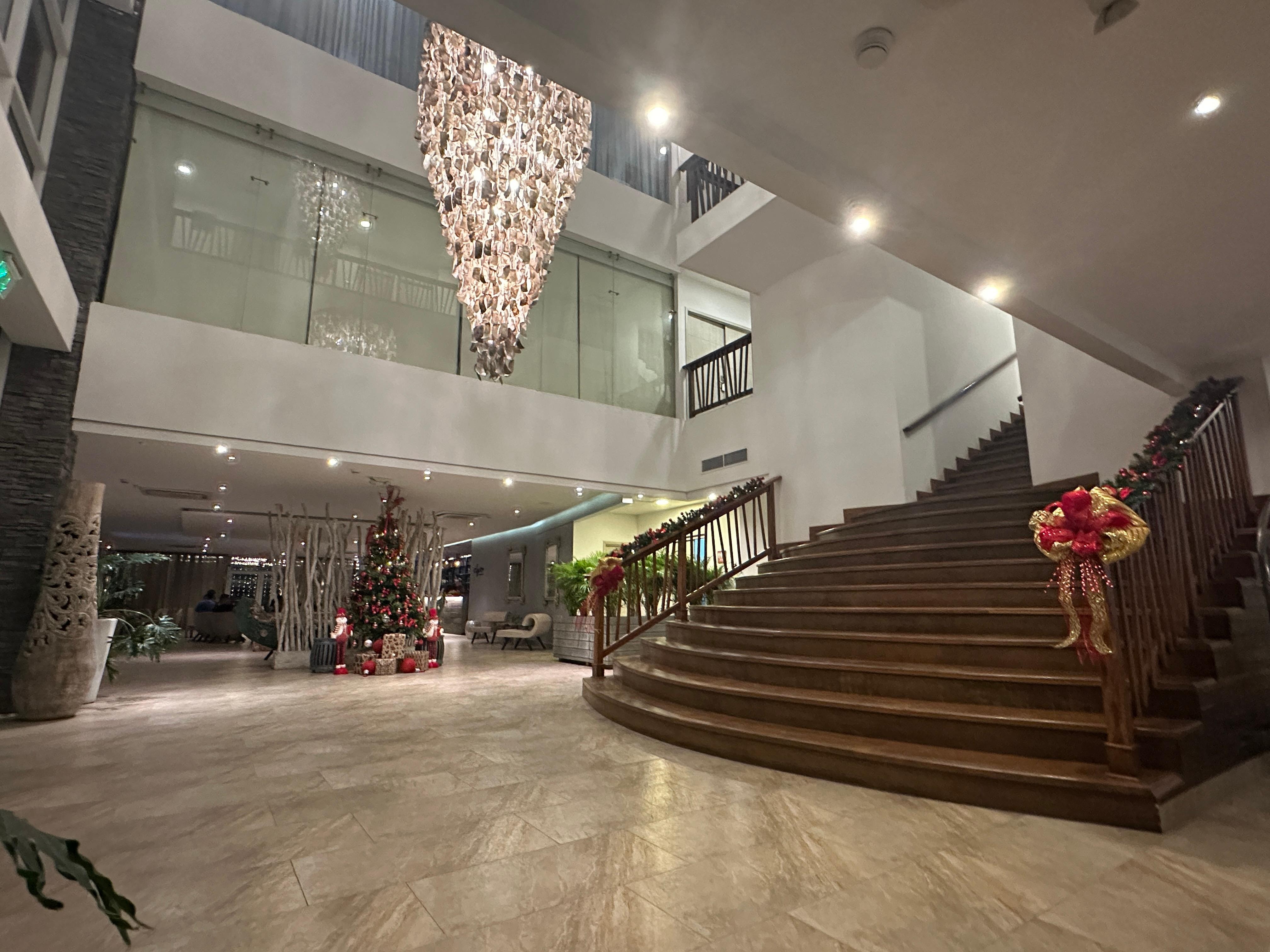 The lobby all done up for the holidays