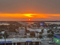 Sunset from front of building.