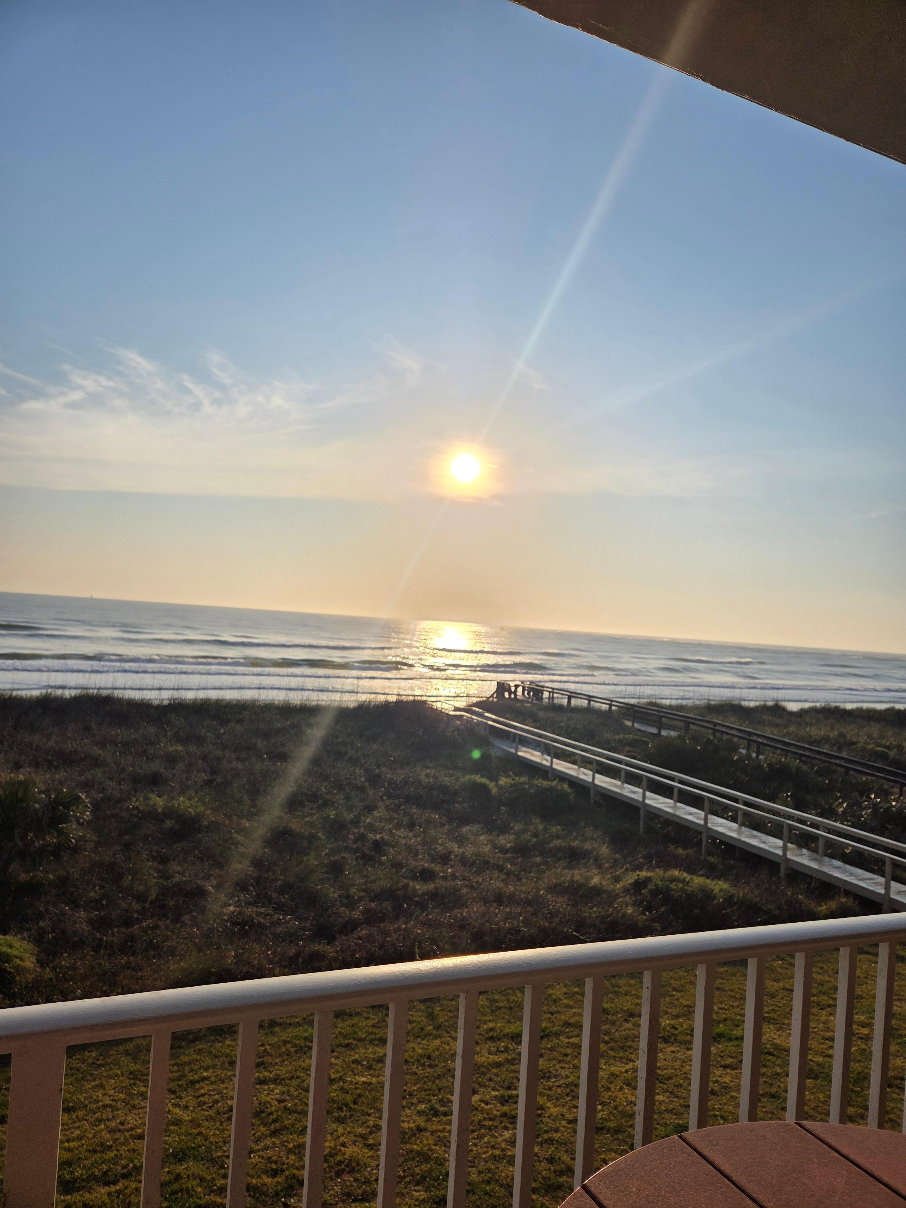 Morning sunrise on balcony 
