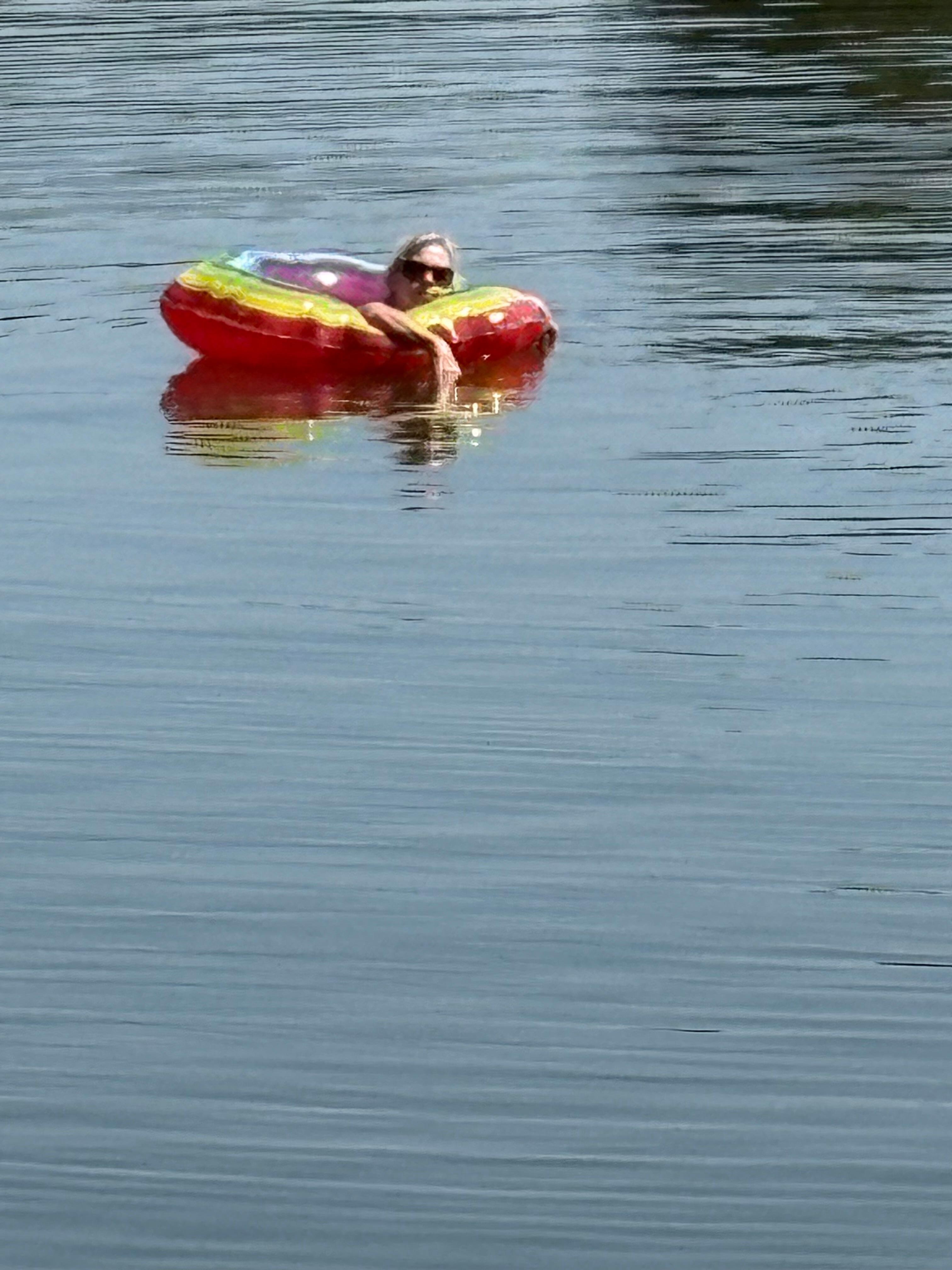 A close up of me floating on the water. 