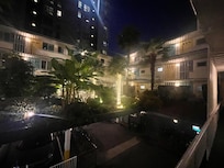 Courtyard at night.