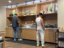 Breakfast counter. A truly bad breakfast. Should be much better for the price. Don't stay here for the breakfast.