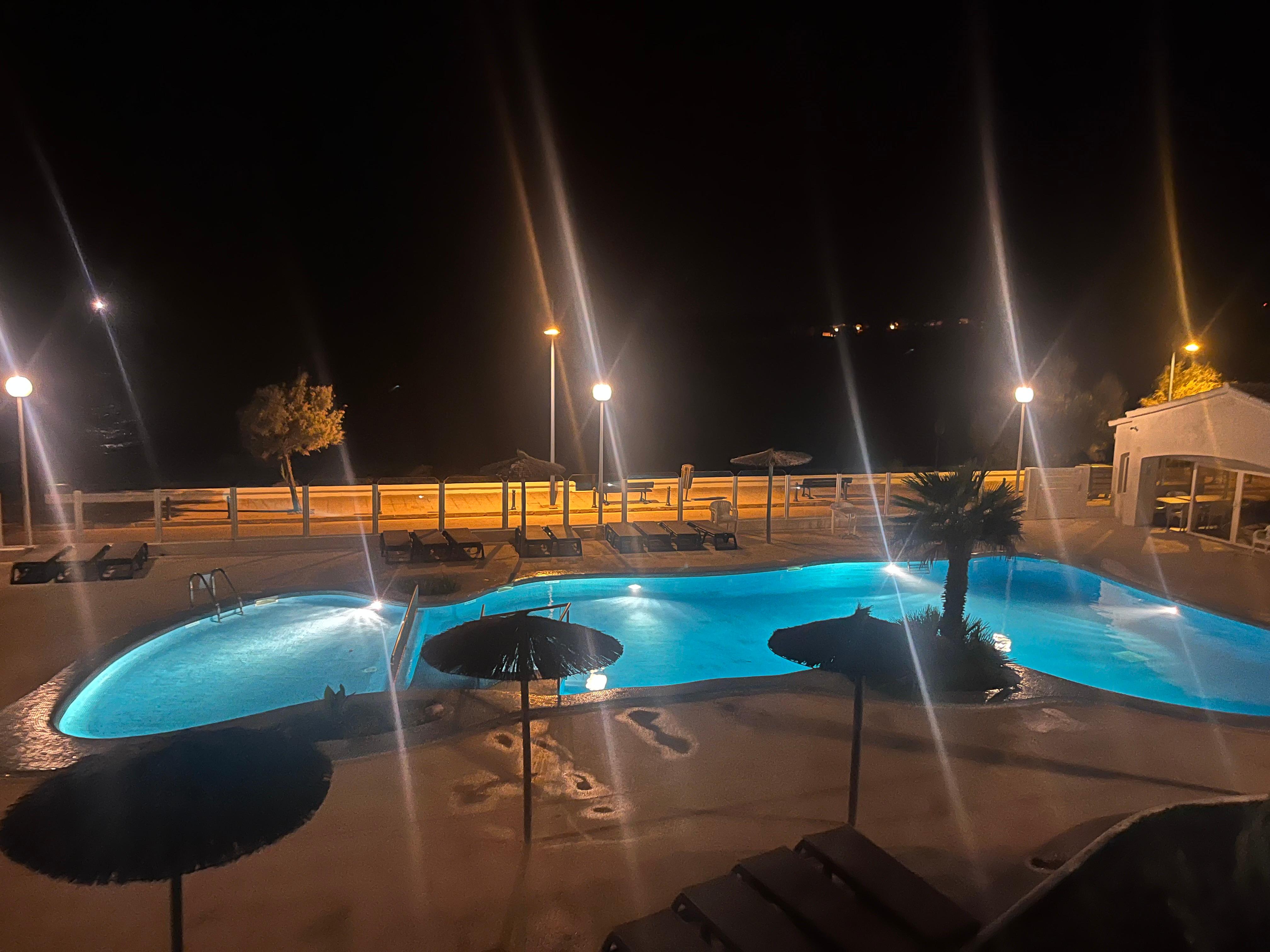 Swimming pool at night view