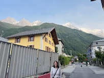 View of mountains right outside of hotel door.