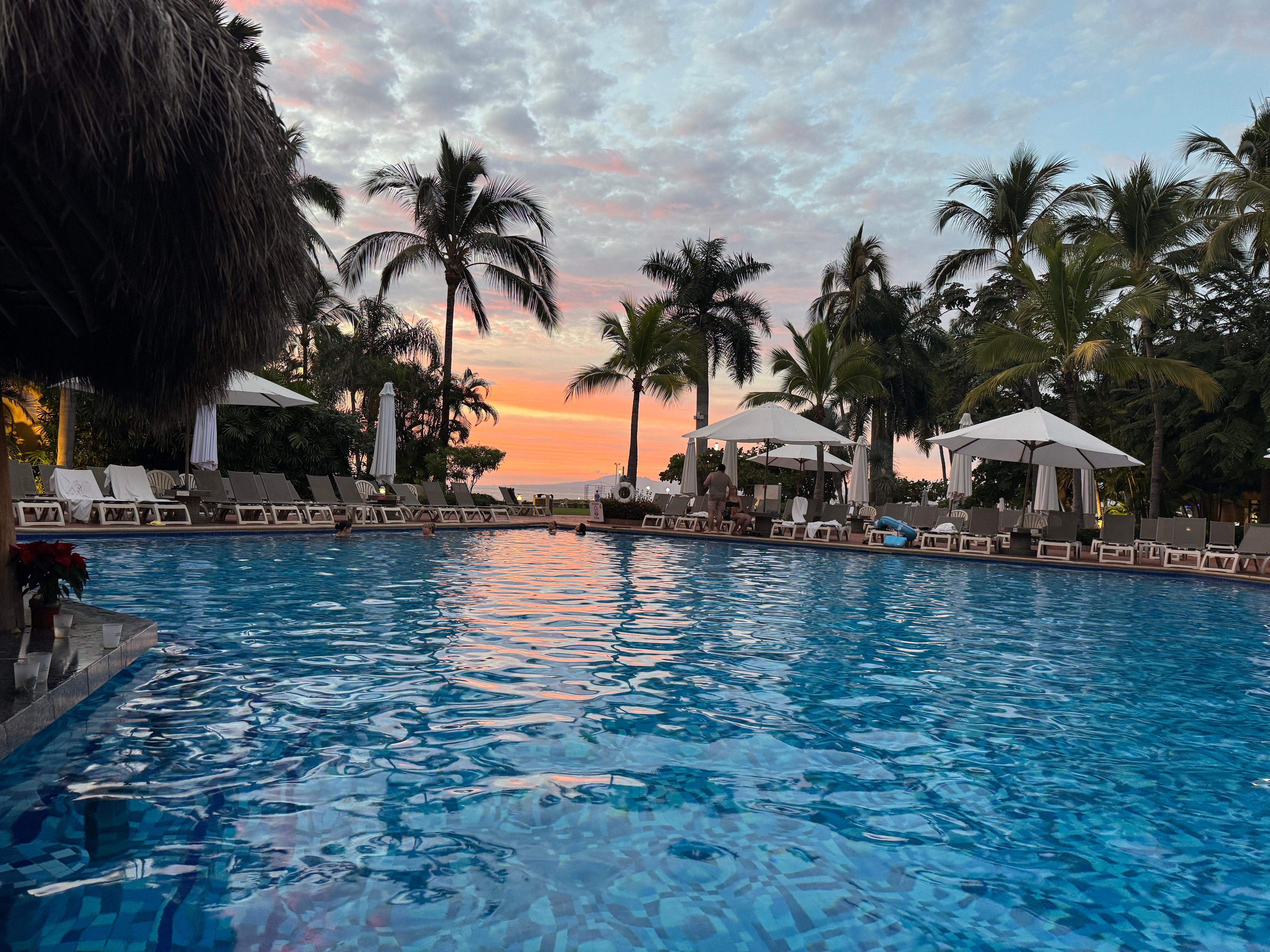 Beautiful sunset view from the pool