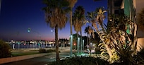 Outside the hotel.