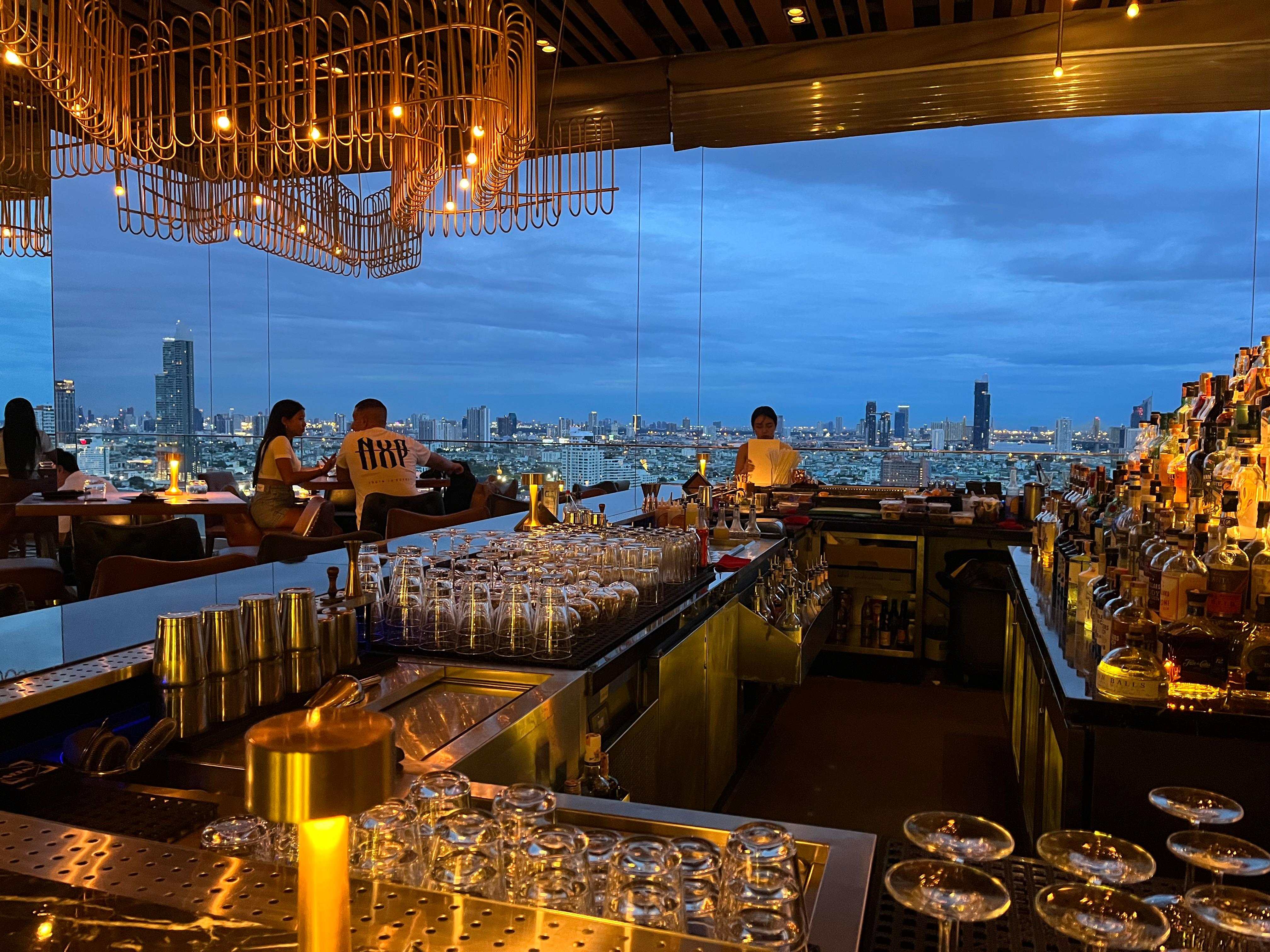 The glittery rooftop area