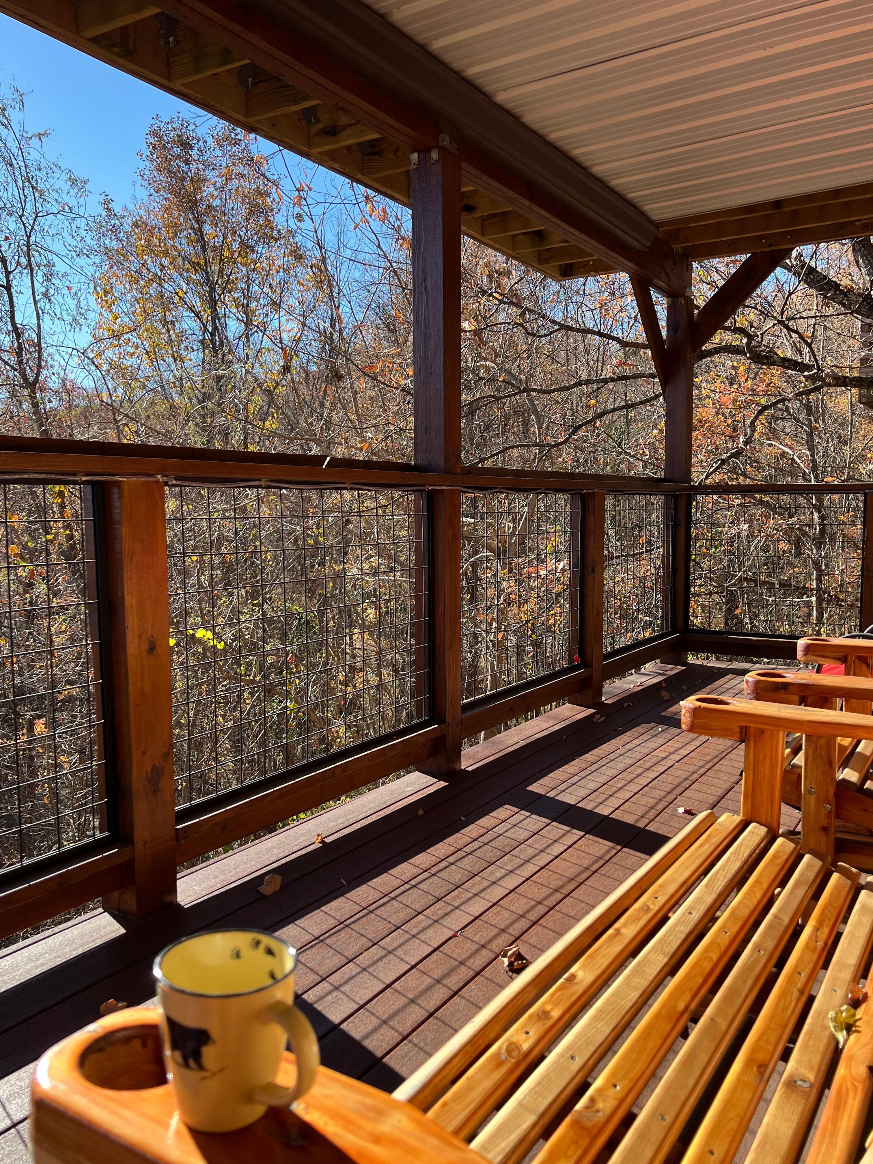 Coffee on the lower covered porch
