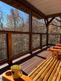 Coffee on the lower covered porch