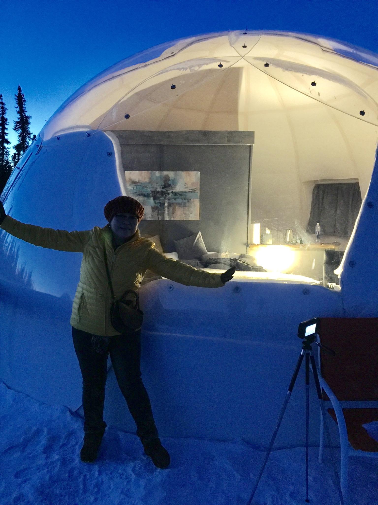 Looking into our yurt 