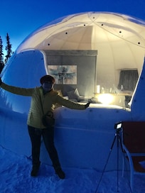 Looking into our yurt