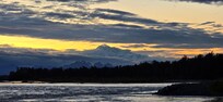 Denali looking out over the river from the park in Talkeetna