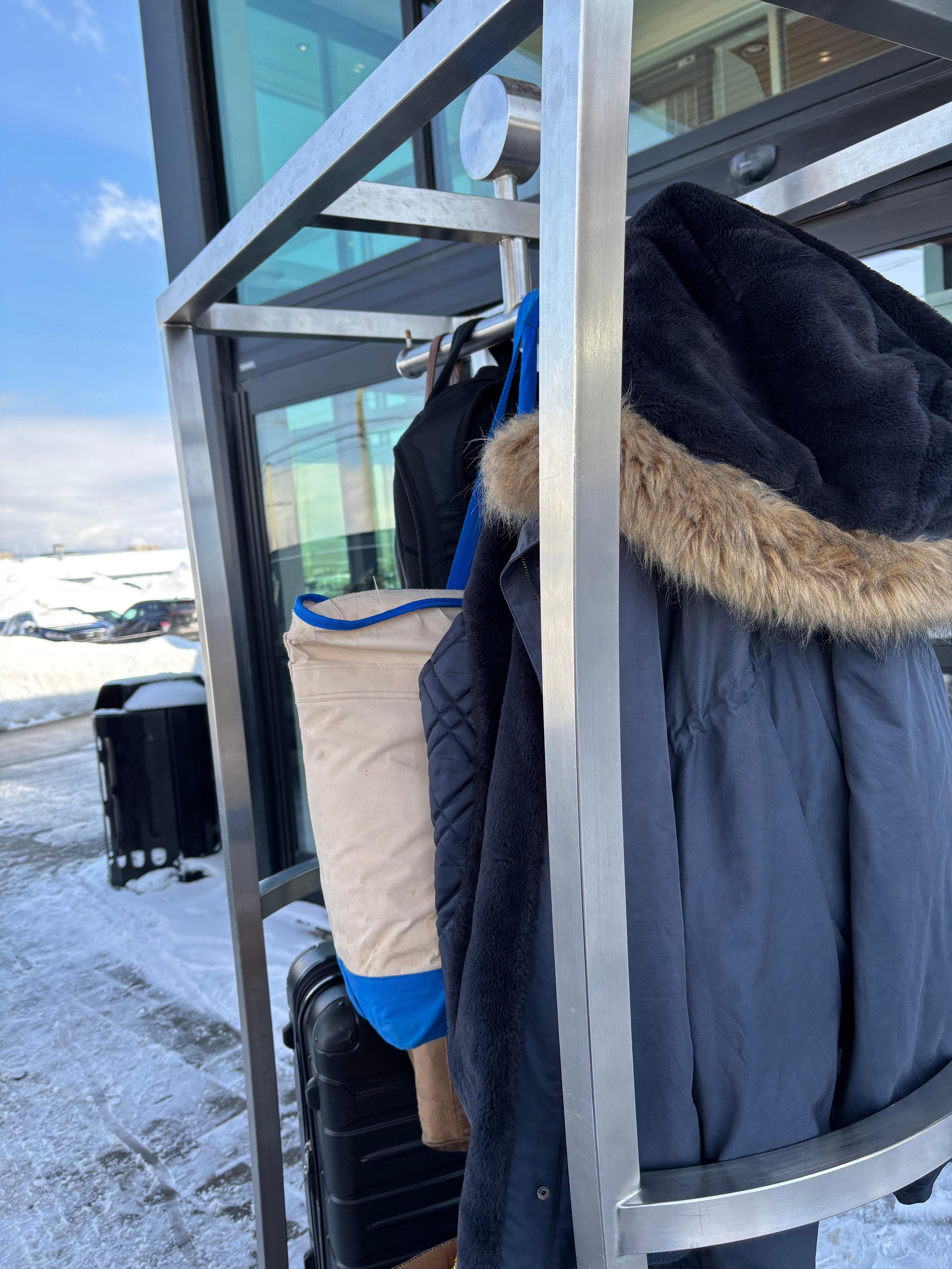 I’m in front of the sliding door that we should be able to use but it’s locked during winter.