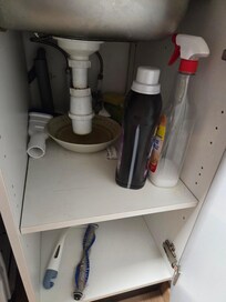 Placard avec assiette sous le siphon