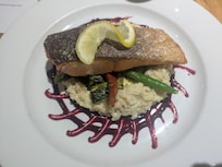 Salmon and risotto dinner