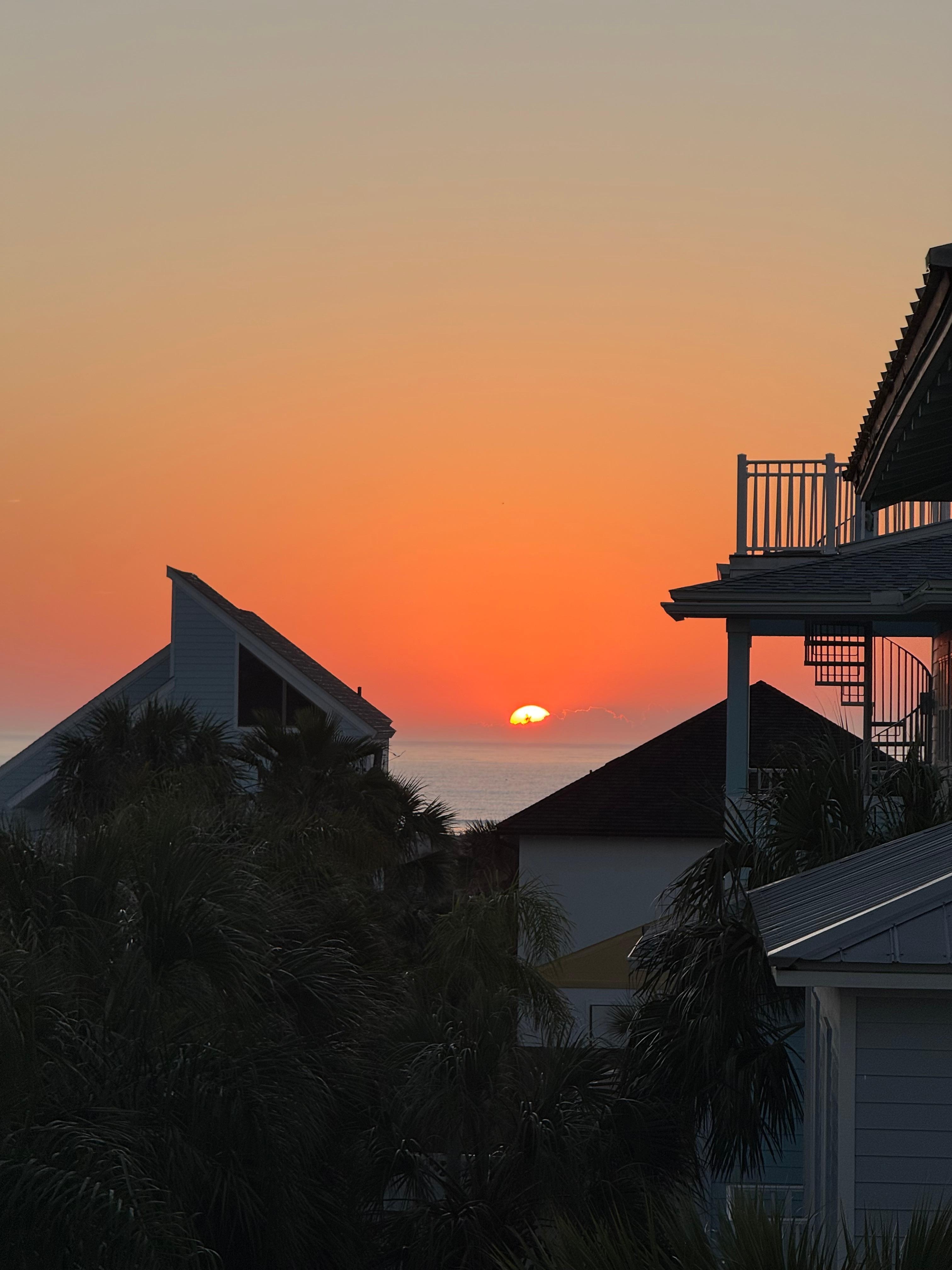 Sunrise on top floor balcony