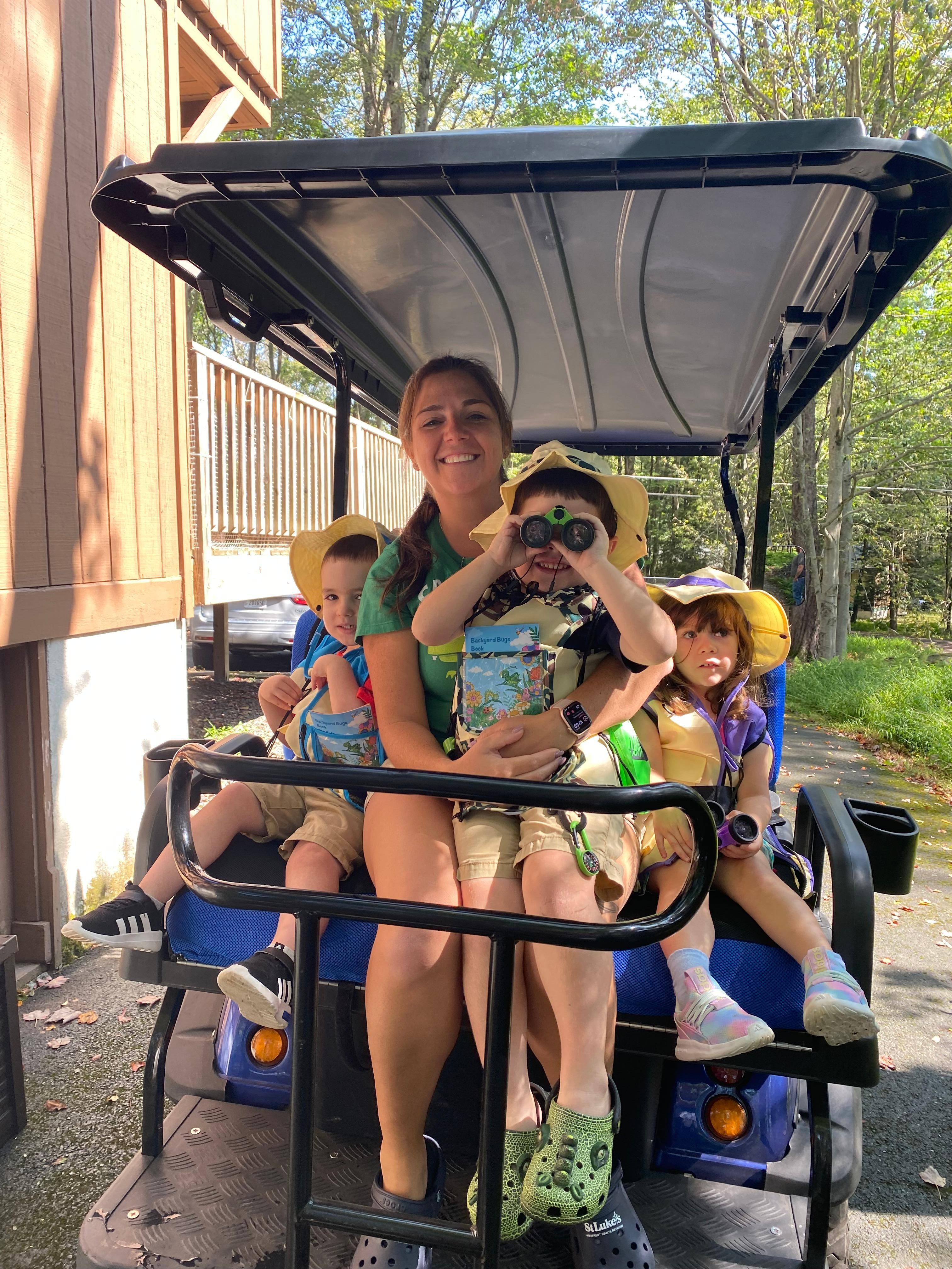 Grape Soda Adventure to lake and playground via cabin golf cart