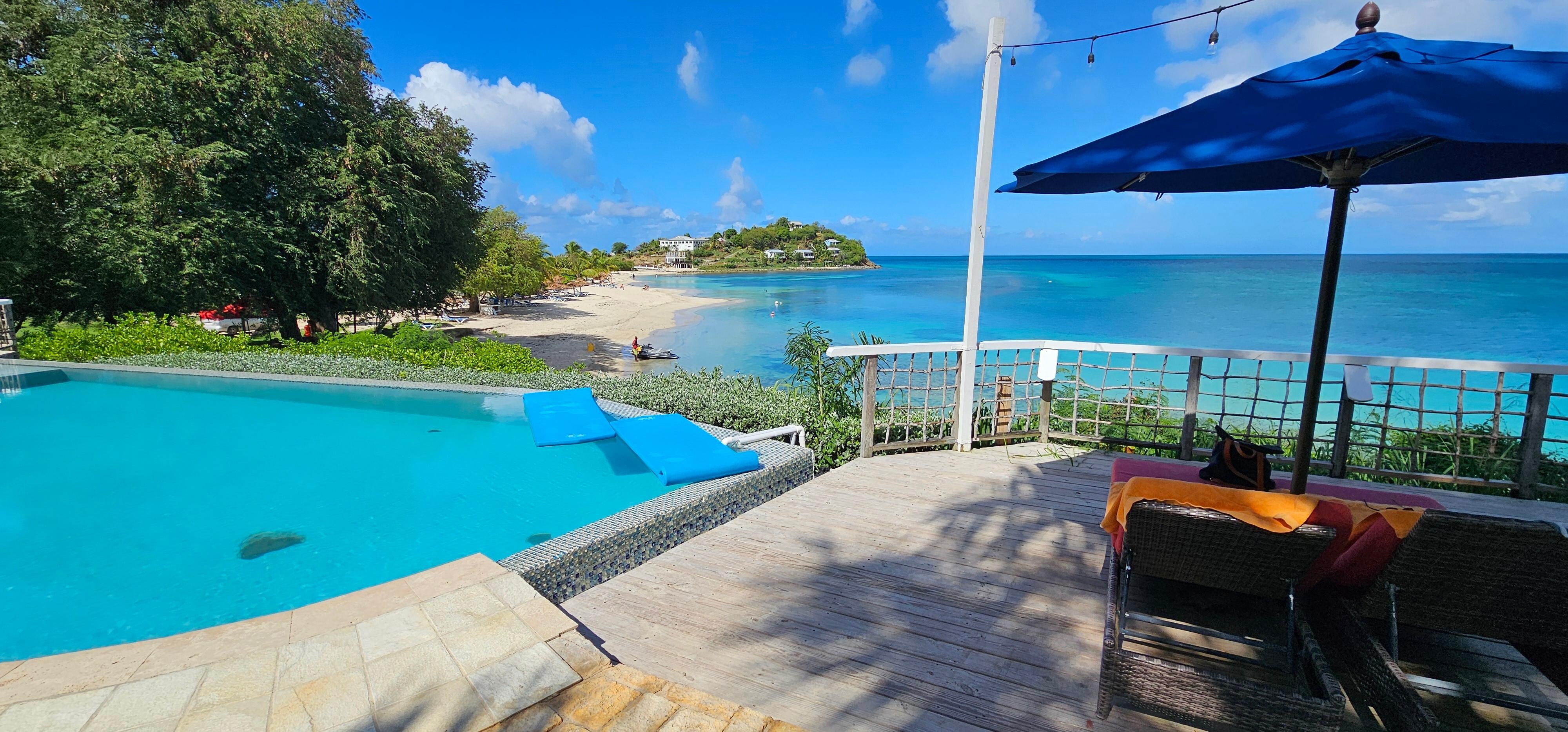 View from the side pool that gives access to the beach