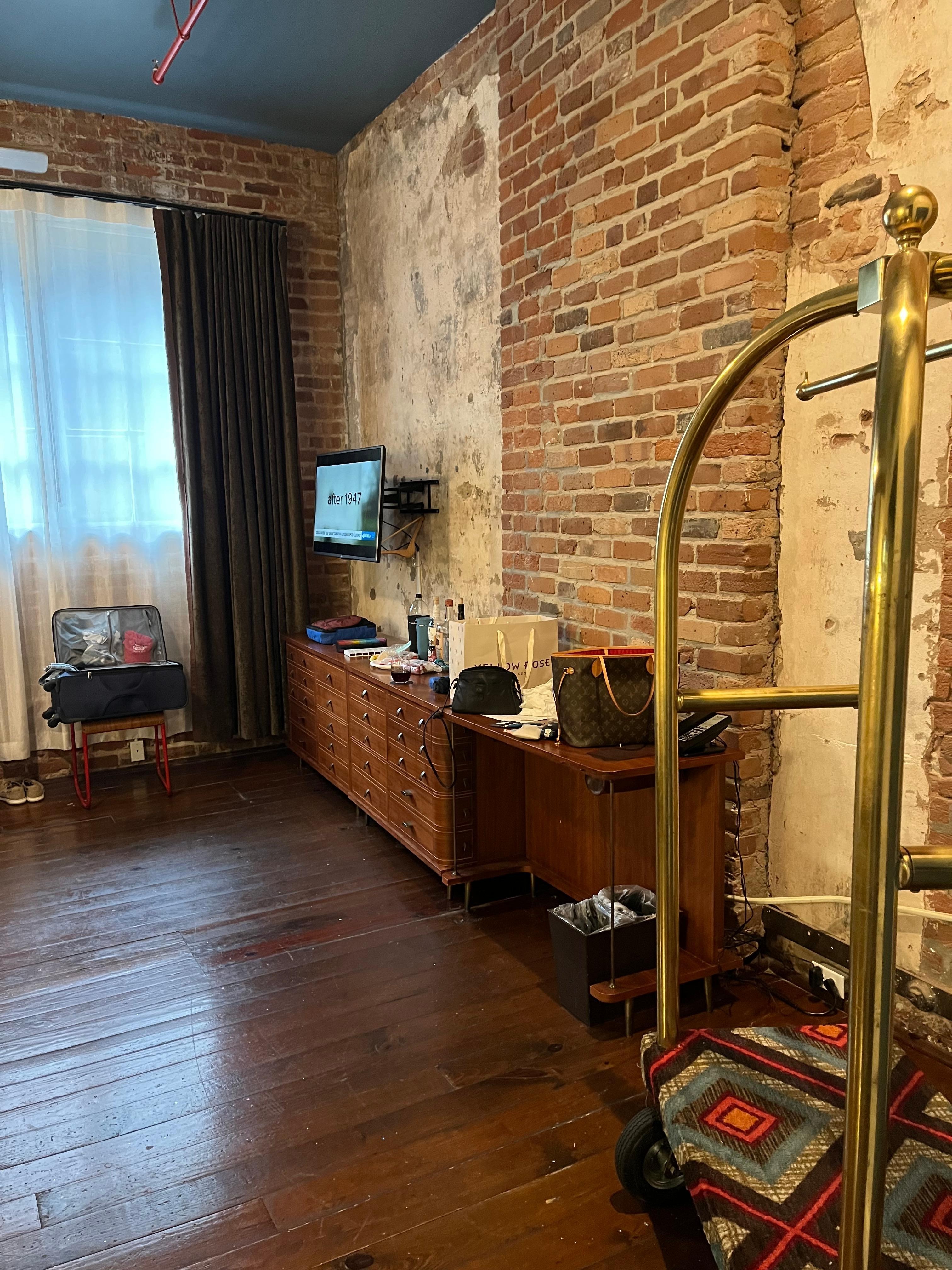 Only a small portion of the hotel room. 