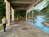 Mural underneath the outdoor pool