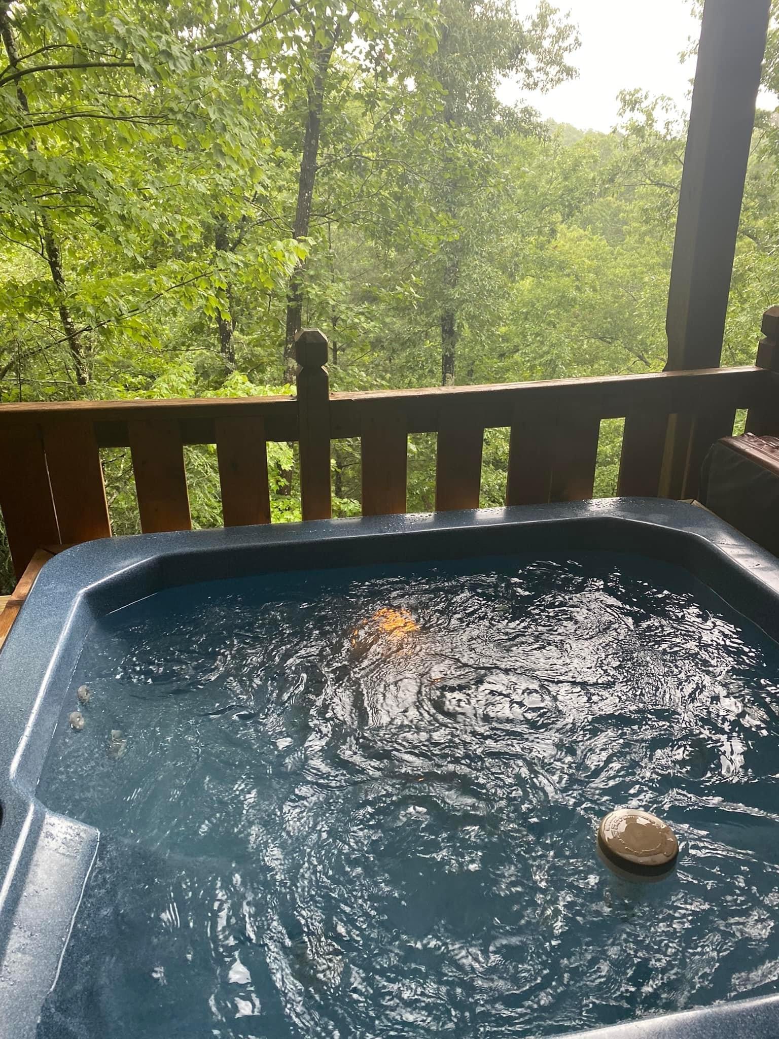 The hot tub overlooking the view 