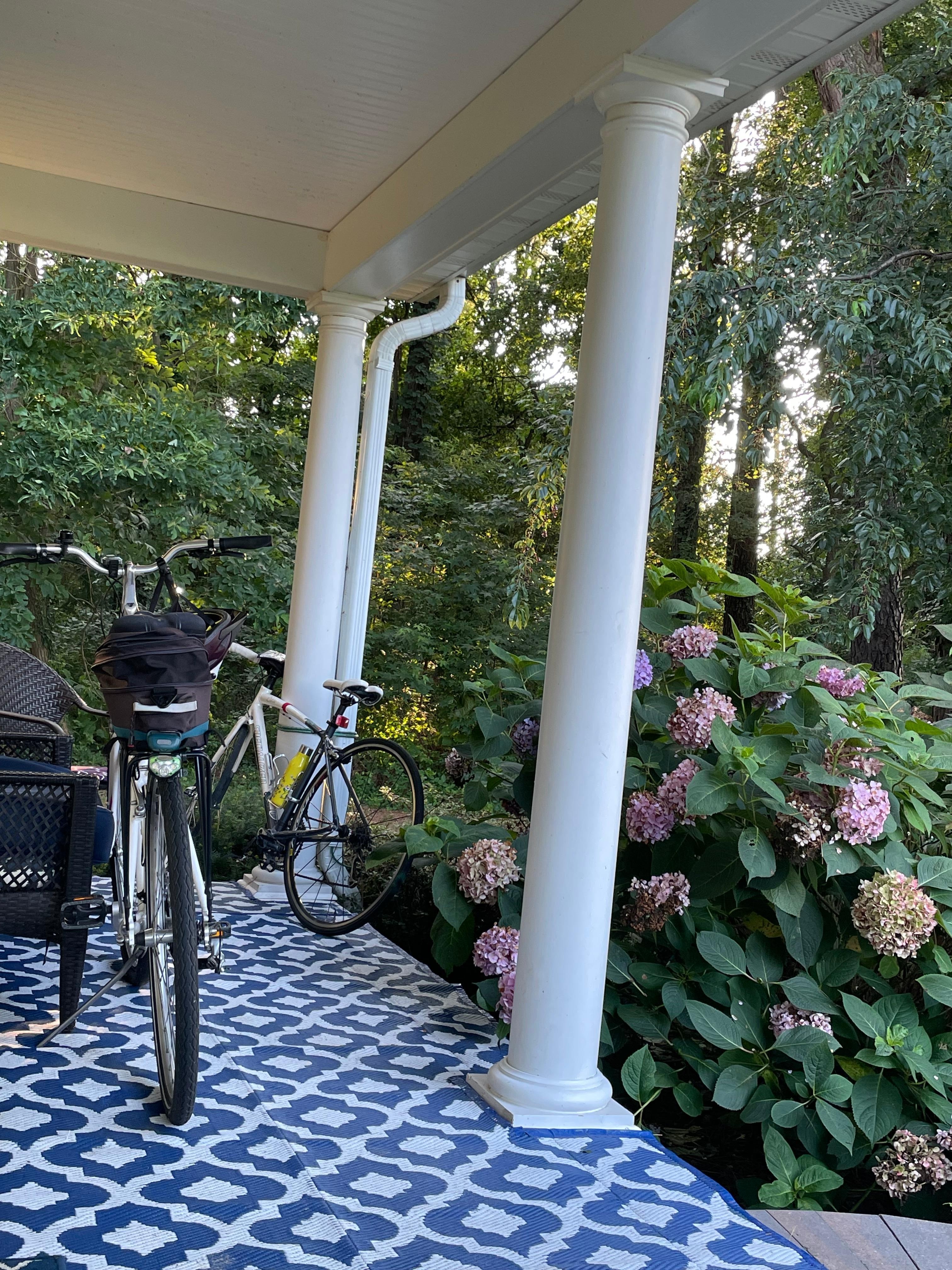 We biked every day and then enjoyed the shady porch on our return.