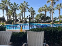 View of the pool from our breakfast table.