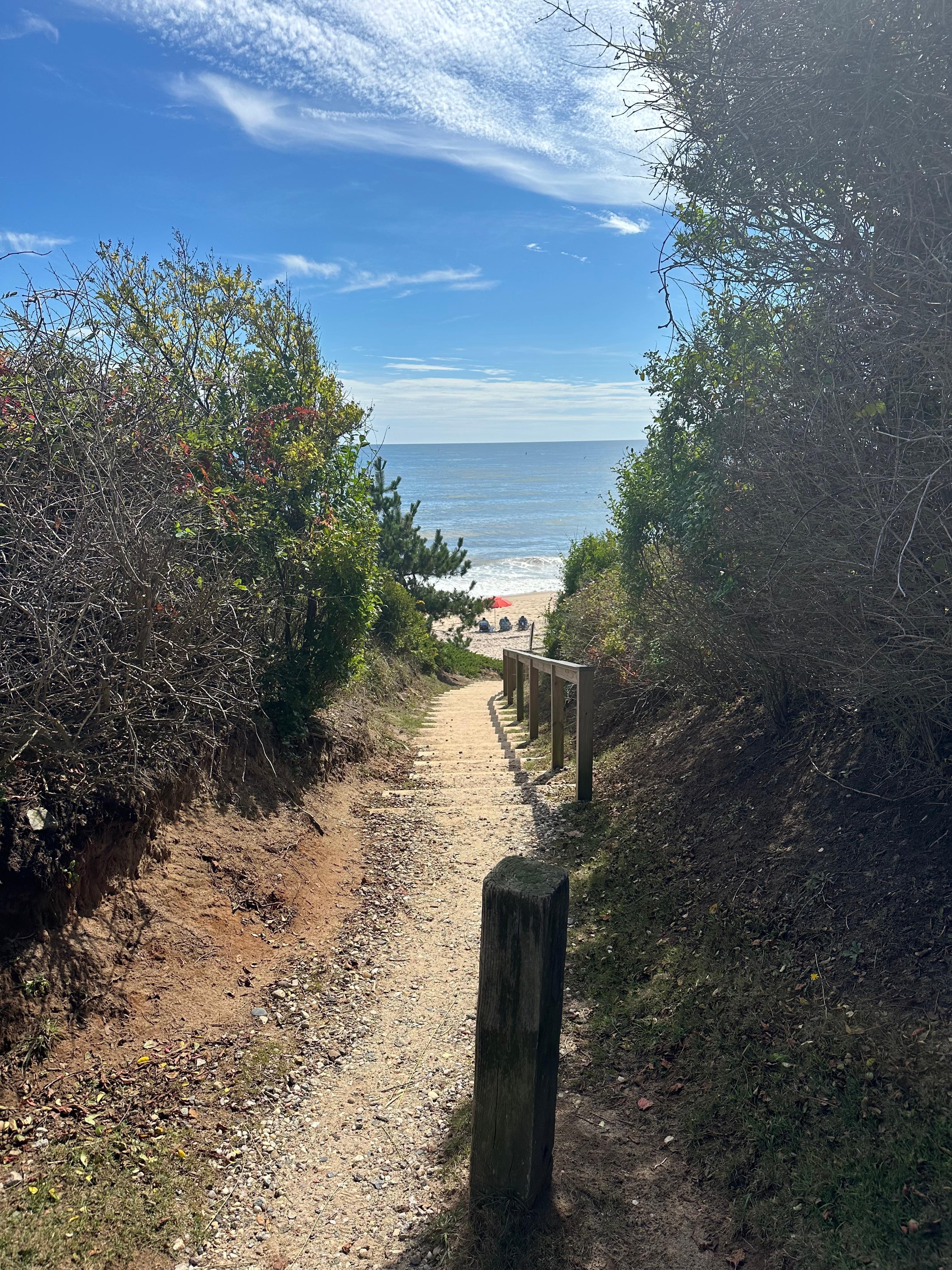 Entering the beach right down  the street.  