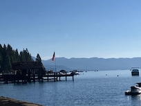 view of the lake from private beach