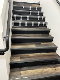 Duct tape on steps in stairwells.