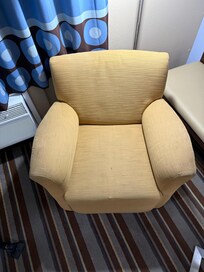 Notably dirty and stained chair.