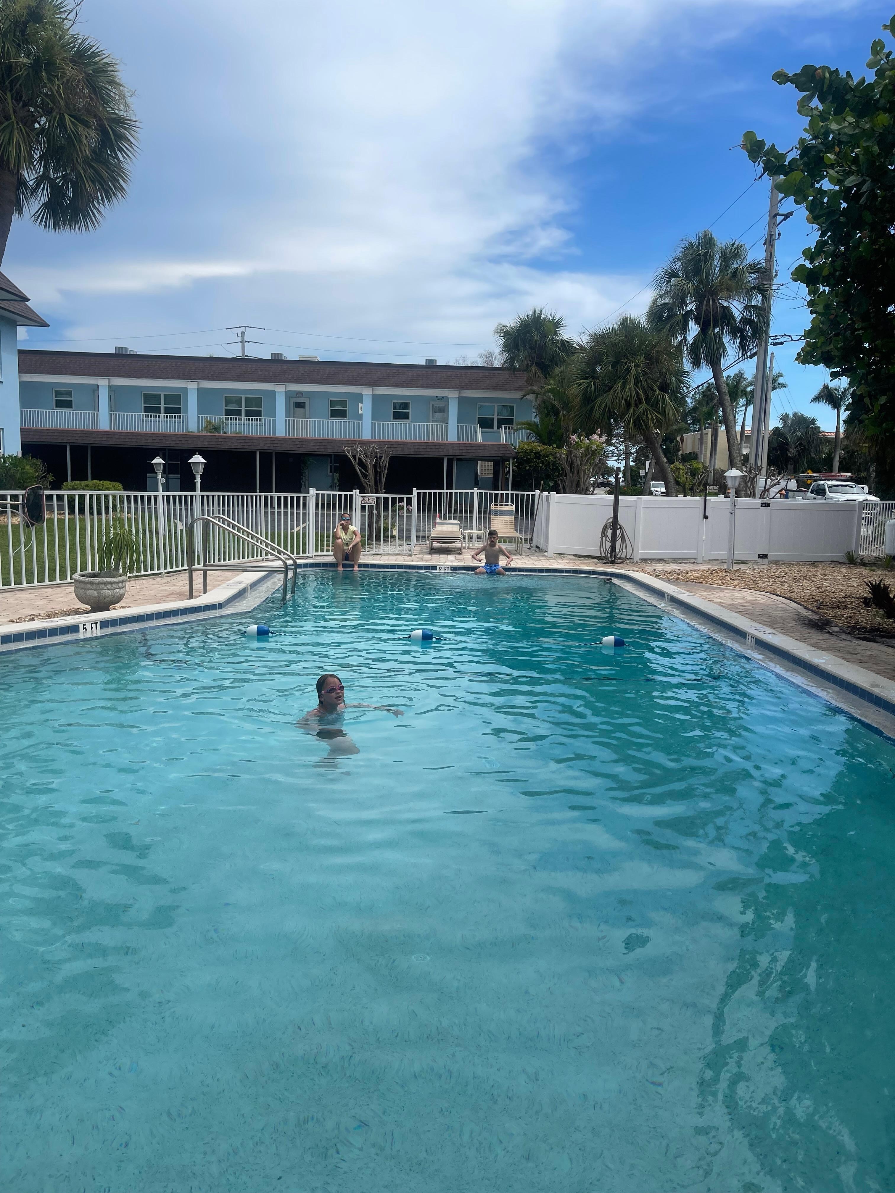 The pool was fixed and we got to use it by the end of the trip.