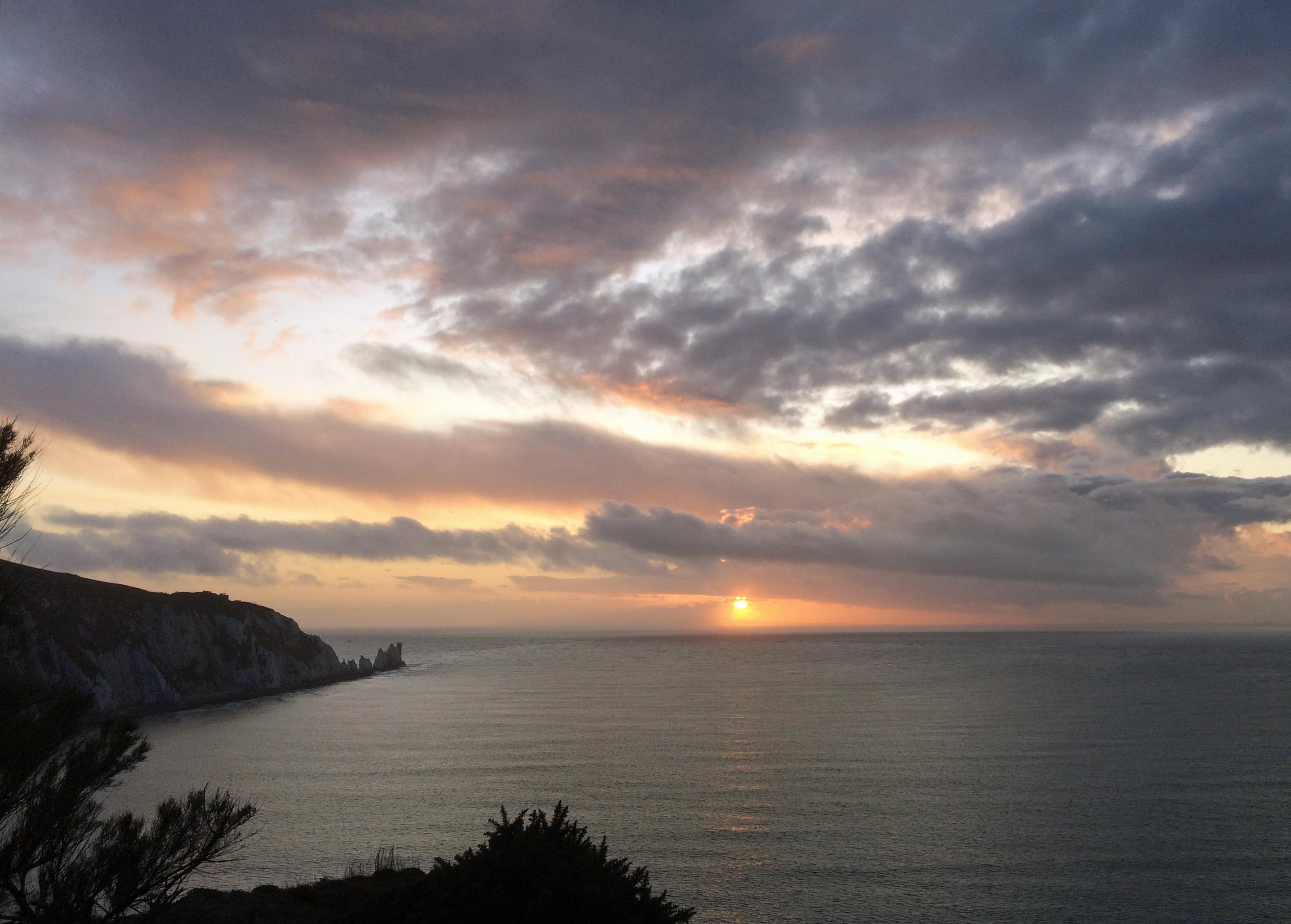 sunset over the needles