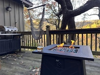 Fire pit on side deck