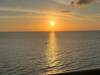 The view of the sunset from the balcony