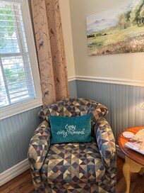 Cozy reading chair in the bedroom