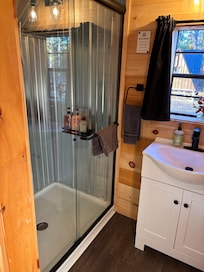 Roomy shower. Great water pressure