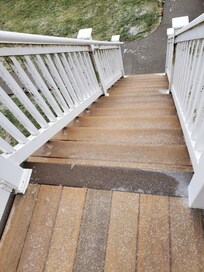 Covered in ice, steps and rails