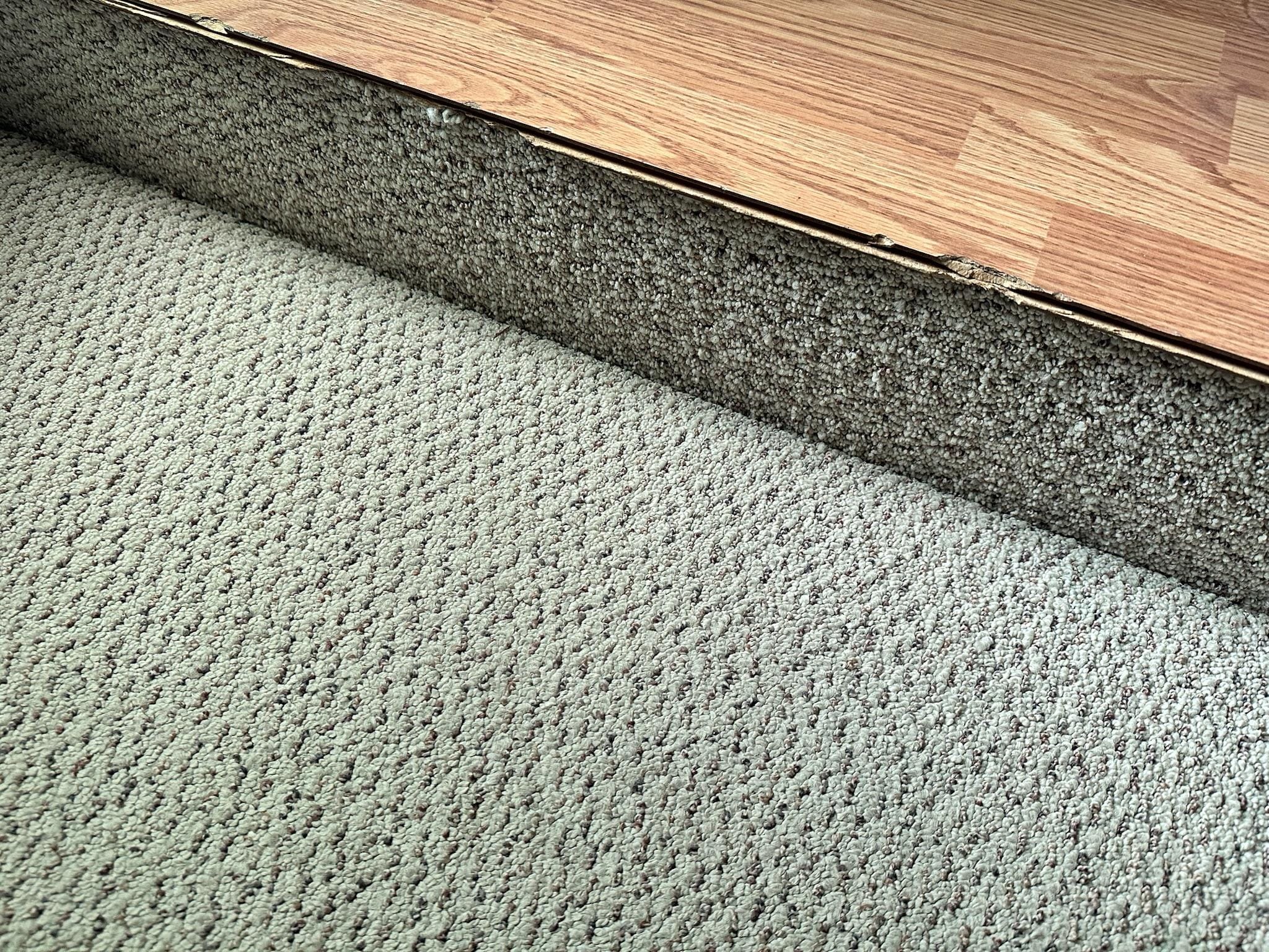 Raw cut wood at top of stairs 