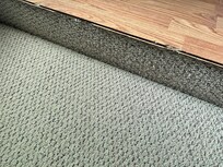 Raw cut wood at top of stairs