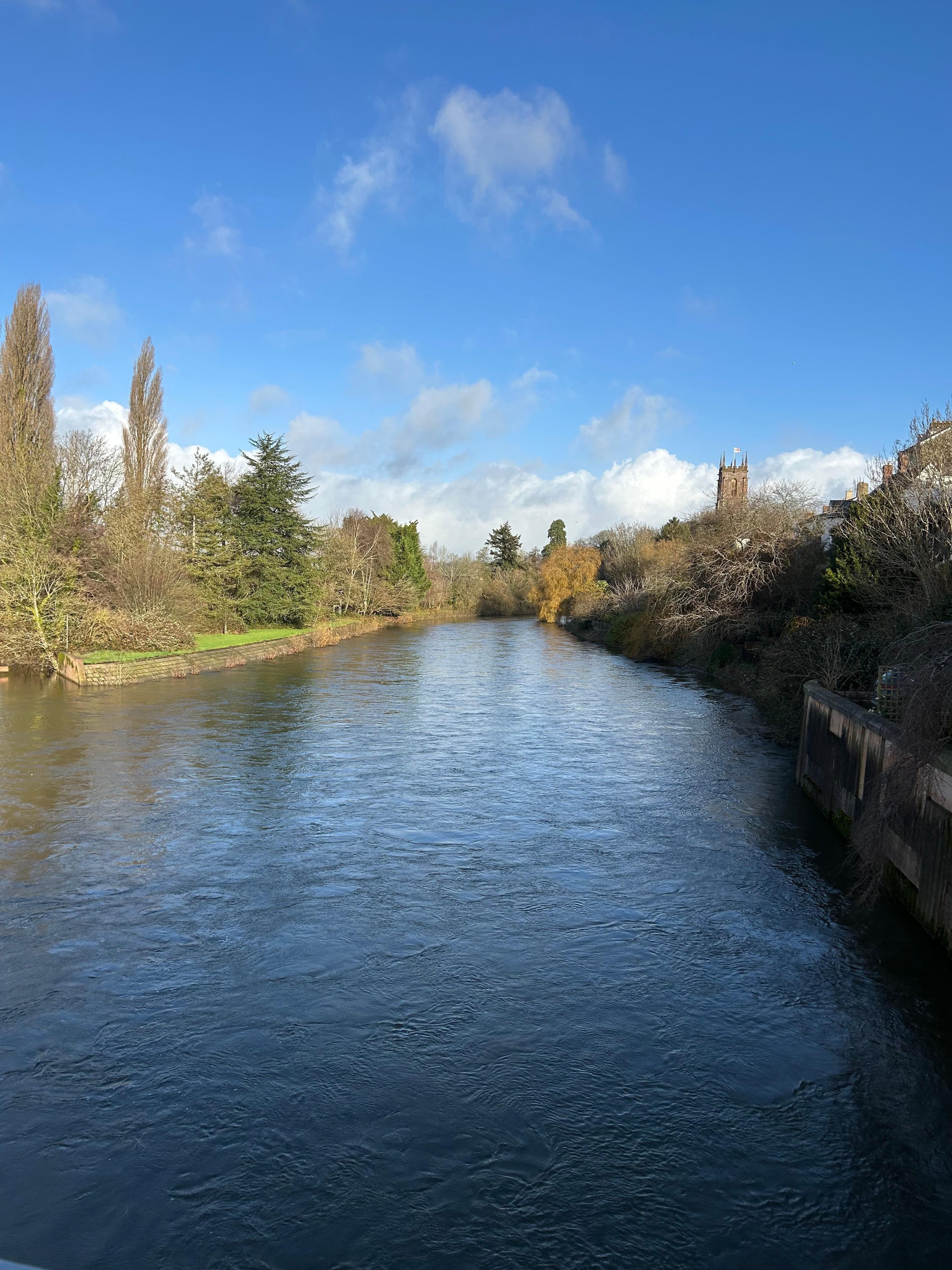 River Exe on a sunny December day. View from the bridge.