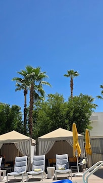 Cabanas at the pool we appointed with TVs, fans, fridges