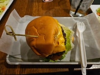 Burger from the Burger Place, conveniently located downstairs from the hotel!