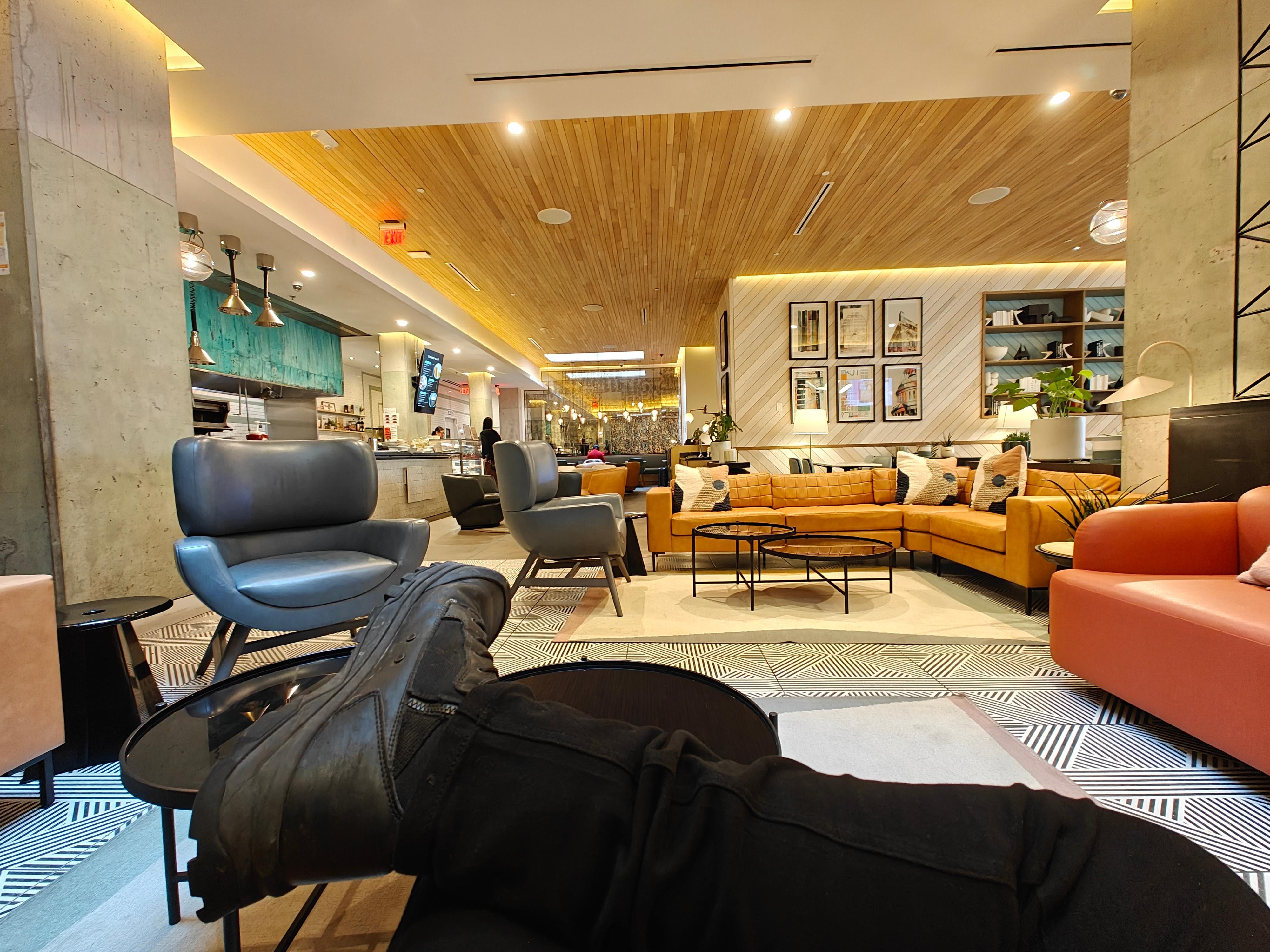 The cafe in the lobby. 