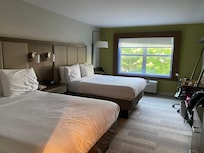 The back of the hotel faces some greenery and is quiet