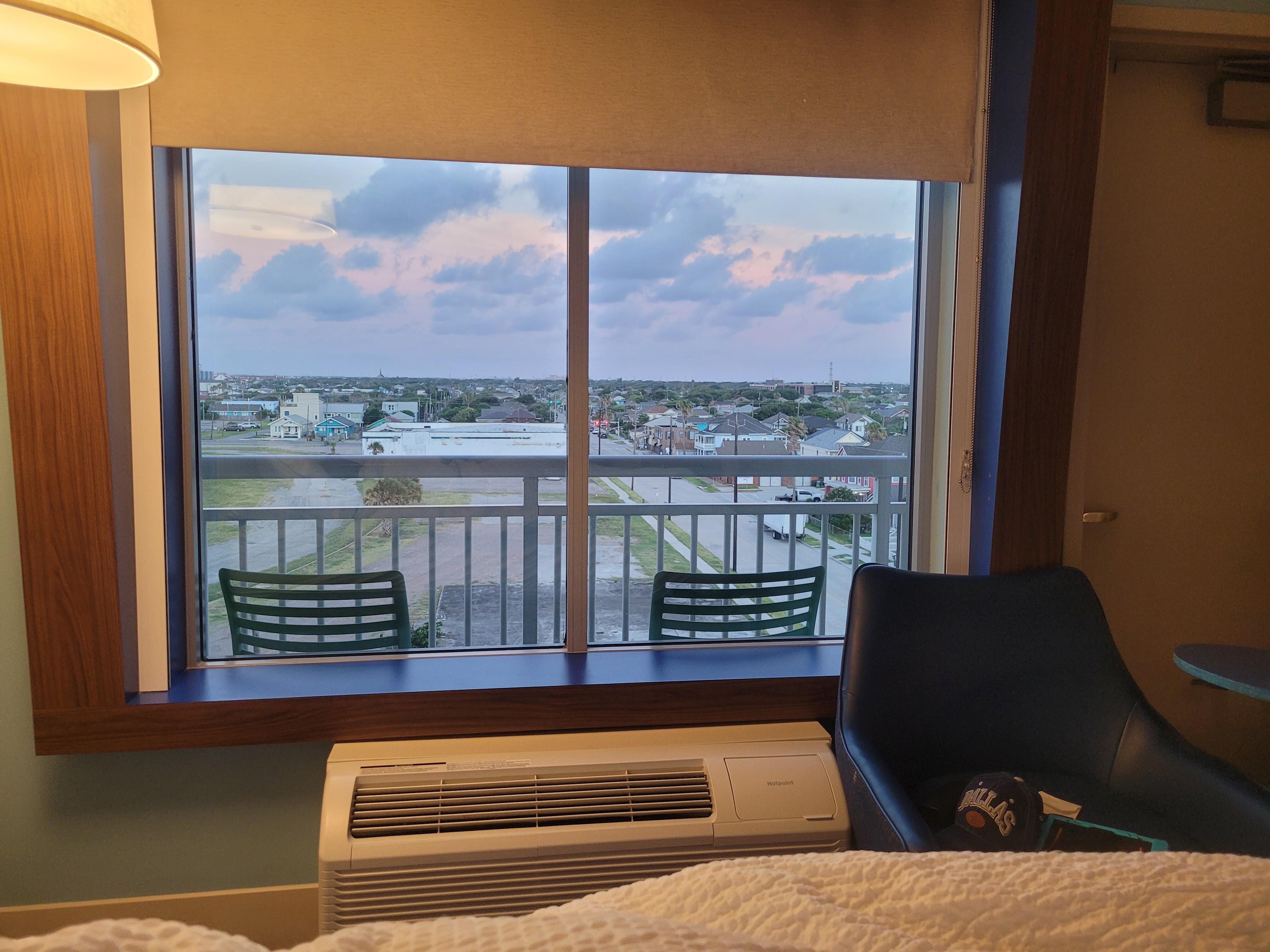 The “beach view” that I paid extra for, from my room