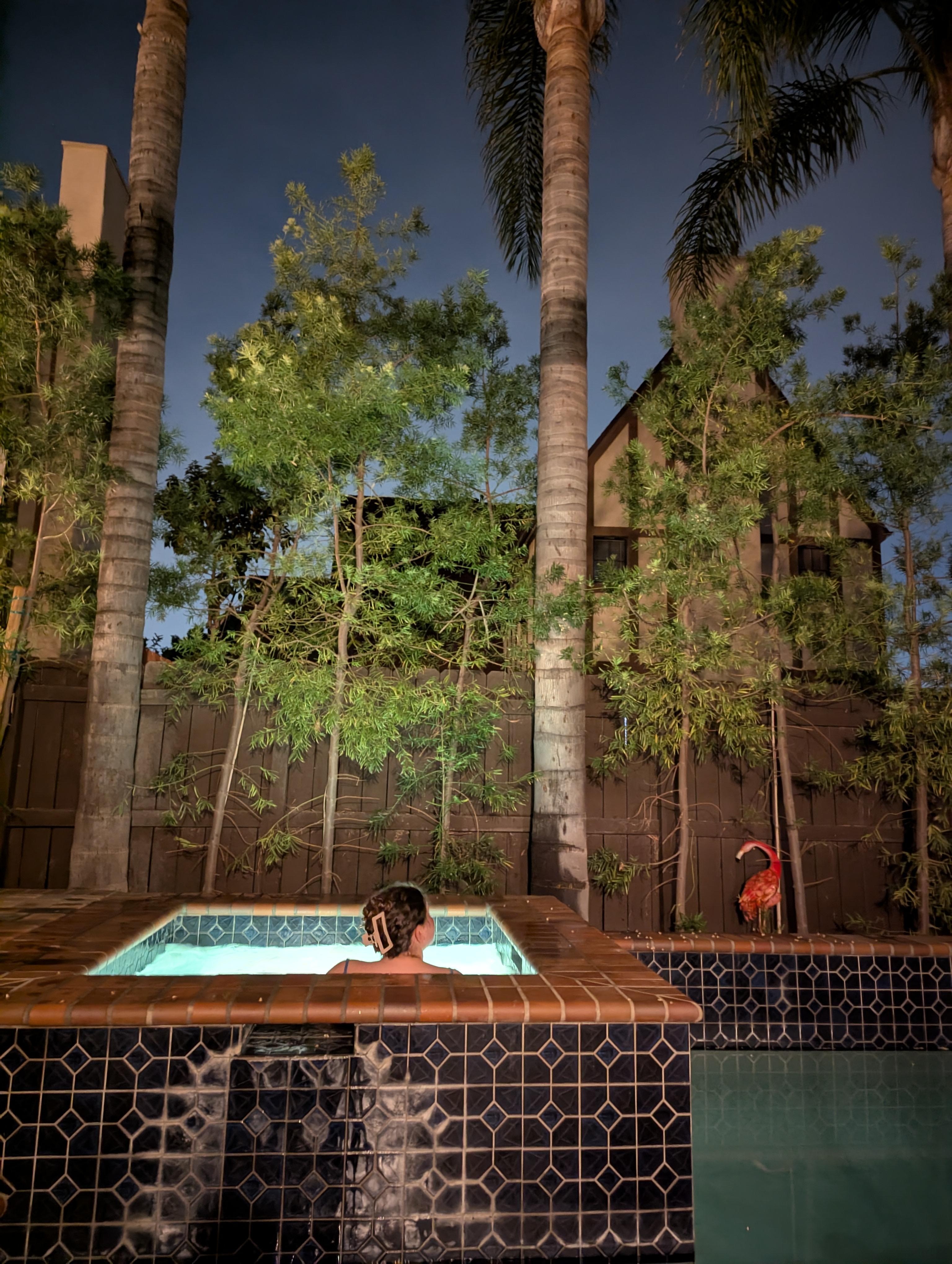 Relaxing in the hot tub after a full day of sightseeing 